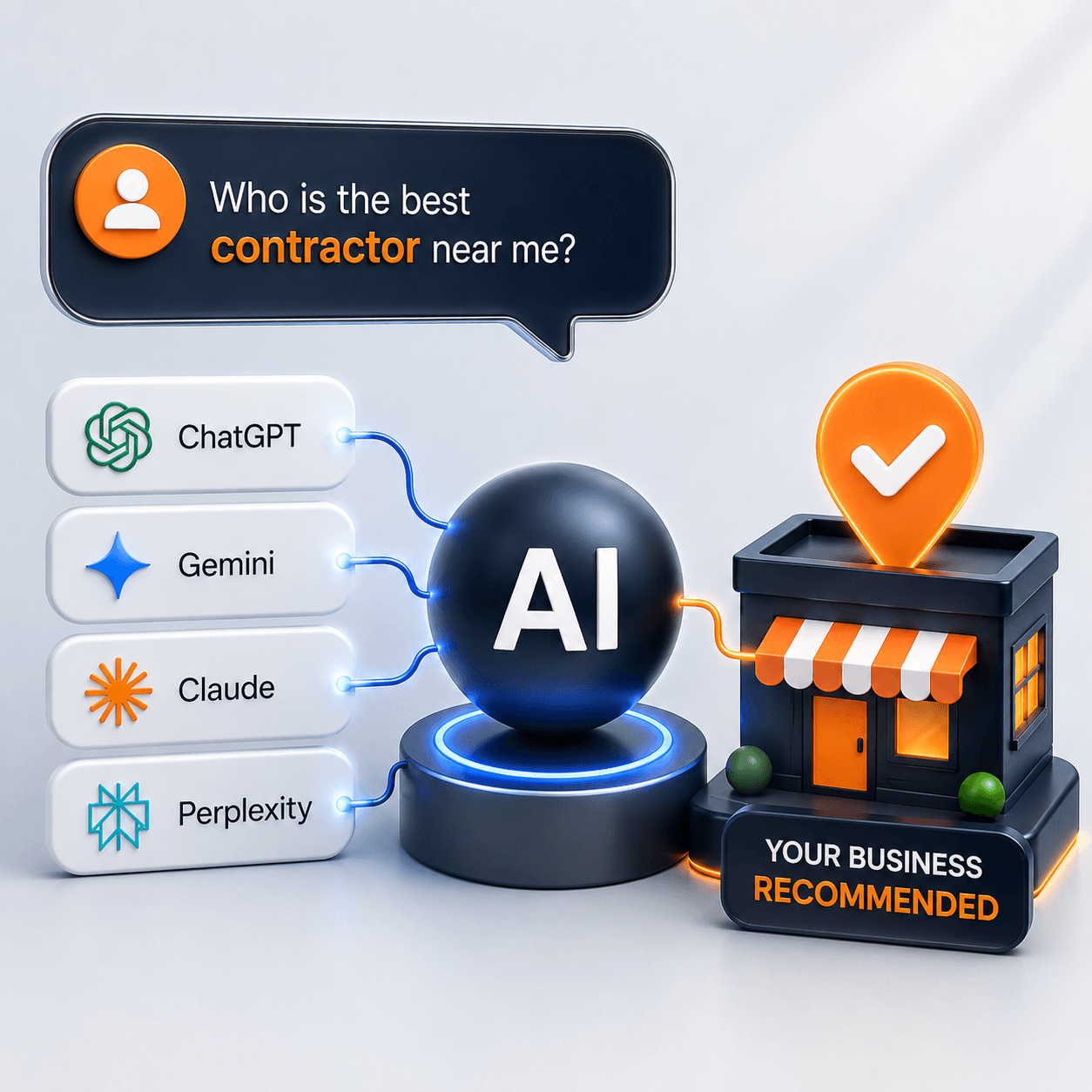 An AI assistant recommending a local business as the best answer